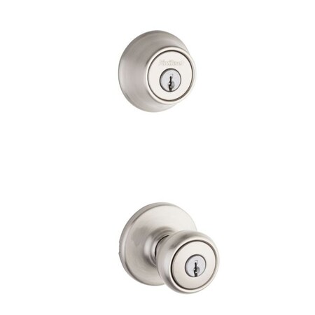 Kwikset Clear Pack Combo Tylo Entry W/ Single Cylinder Deadbolt W/ RCAL Latch and RCS Strike K6 Satin Ni CP690T-15
